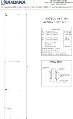 Mástil para bandera de 6,3 m - columnasdealumbrado.com