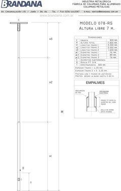 Columna con cruceta de 7 m