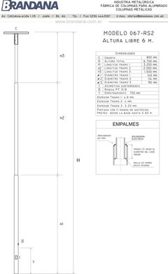 Columna con cruceta de 6 m - comprar online