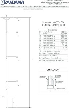 Columna con cruceta de 10 m en internet