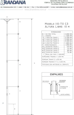 Columna con cruceta de 10 m en internet