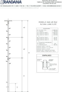 Columna con cruceta de 6 m en internet