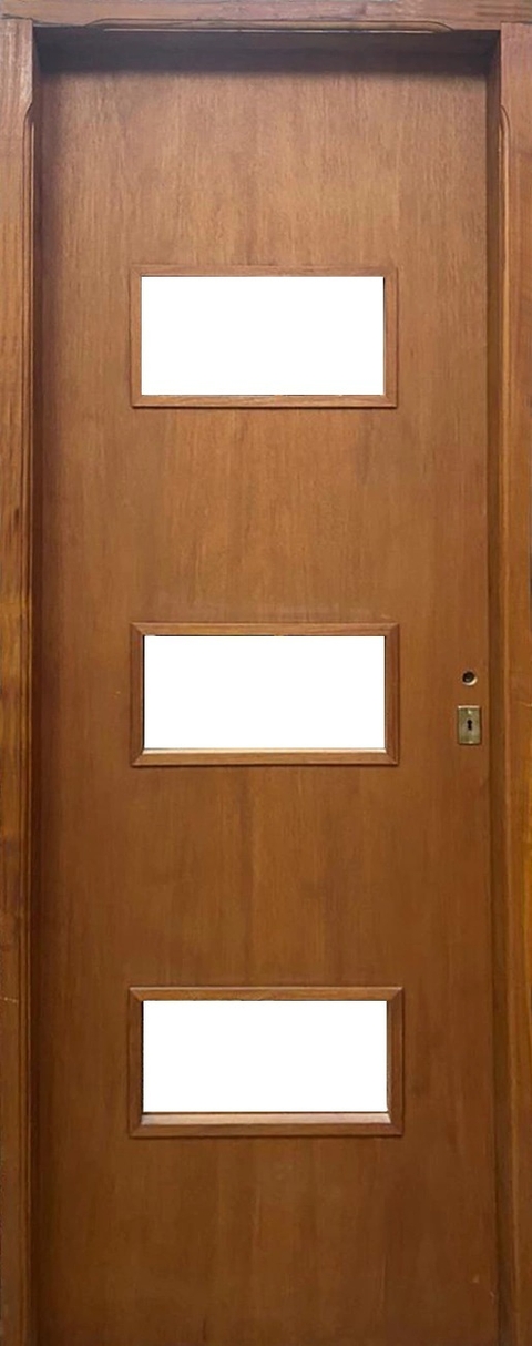 Puerta de Interior enchapada en Cedro con Caladuras 70x200
