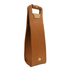 PORTA GARRAFA SANJO EM COURO CAMEL