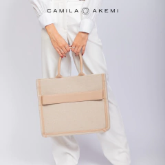 BOLSA TONE EM COURO NUDE E OFF - loja online