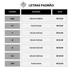 PERSONALIZAÇÃO - LETRA PADRÃO XGG - Camila Akemi - Bolsas e acessórios exclusivos em couro legítimo, com certificado LWG