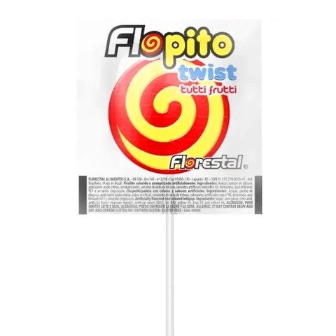 PIRULITO FLOPITO TWIST VER/AMARELO 450GR 25 unidades