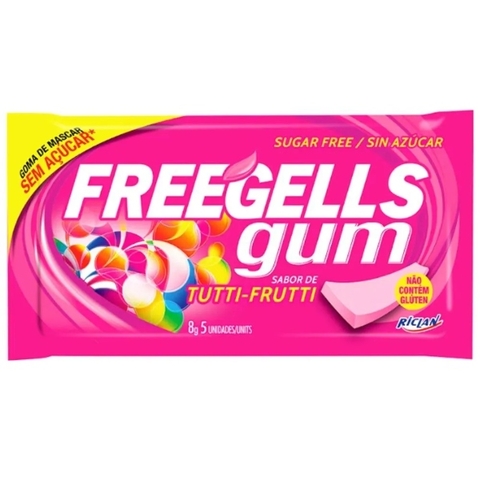 CHICLE FREEGELLS GUM TUTI FRUTTI SEM AÇUCAR 15 UNID