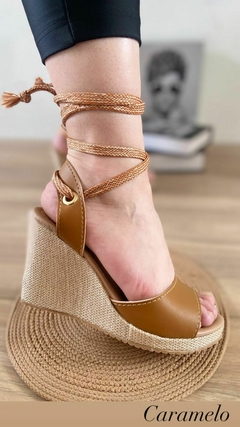 Anabela com Amarração em Tecido - Salto 9 cm - comprar online