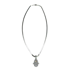 Collar Hamsa plateado punto oro en internet
