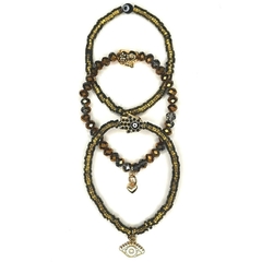 PULSERA TRIO HAMSA DORADA - comprar online