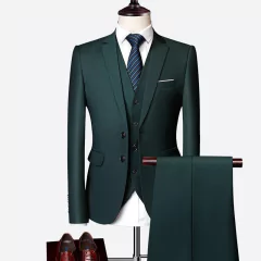 Traje 3 piezas con chaleco Verde Inglés