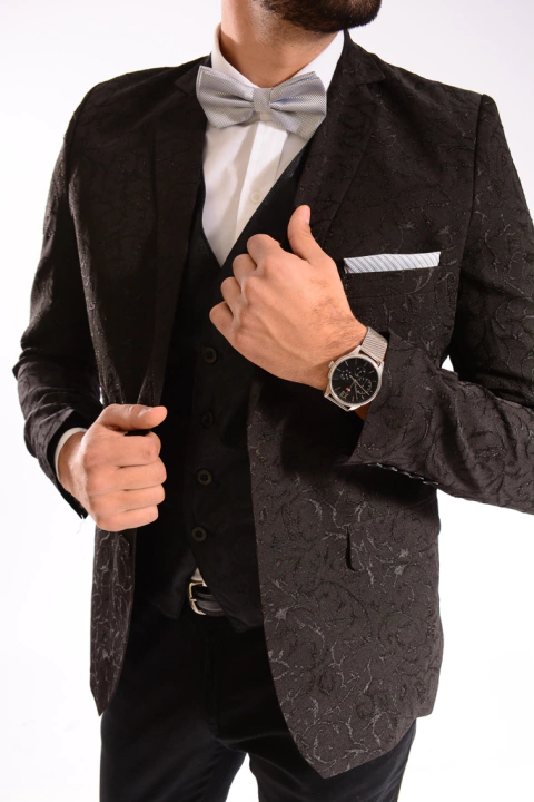 TRAJE BLAZER ENVIVADO - Floreado Negro