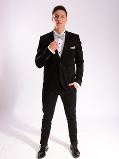 AMBO GABARDINA ELASTIZADA NEGRO PANTALON CHUPIN