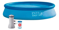 Pileta Inflable Redonda Intex Easy Set 28142 Liso De 3.96m X 84cm 7290l Azul Caja - CLEAN LAB SRL