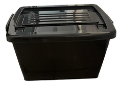 Caja Organizadora Plástica Con Tapa Y Ruedas 40 Lts Negra