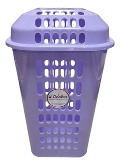 Canasto De Ropa Calado Cuadrado C/tapa 60 Lt Premium Colores - comprar online