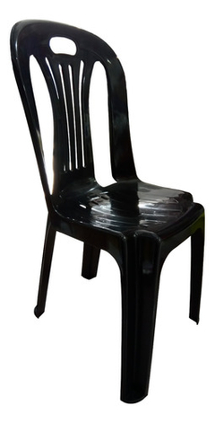 Silla Plastica Reina Reforzada Apilable Negro Pack 4 Un en internet