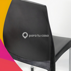 Silla Plástica Apilable X 4 Unidades Reforzada Patas De Caño Galana Malba Color Negro Para Tu Casa - CLEAN LAB SRL