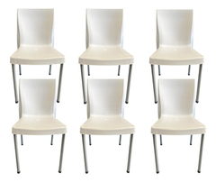 Silla Plastica Y Caño Reforzada Bar Diseño Galana Blanco X 6