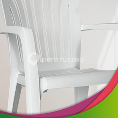 Sillón Silla De Jardín Plástico Reforzado Kansas X 4 Unidades Color Blanco Para Tu Casa - CLEAN LAB SRL