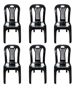 6 Sillas Plasticas Reina Super Reforzadas Apilables Negro