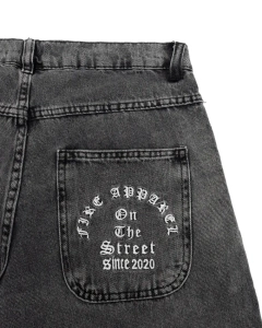 Calca Fire Jeans Reta Premium Gothic Letter Estonada - Z42 boardshop