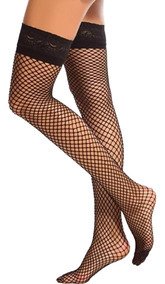 medias de red con liga puntilla. moda intima