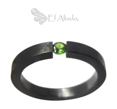1211. Anillo negro en titanio, acabado mate, plano.