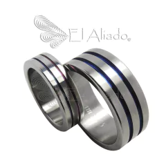 858. Argollas de matrimonio en Titanio doble canal.