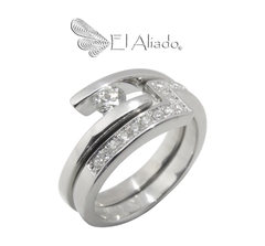 1278. Argolla y pisa argolla en oro blanco 18k.