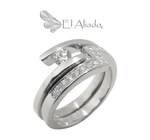 1278. Argolla y pisa argolla en oro blanco 18k.