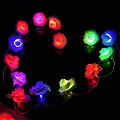 Cordão Flor Pisca 12 Rosas Led Pilha Luminária Decoração Festa - loja online