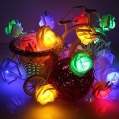Cordão Flor Pisca 12 Rosas Led Pilha Luminária Decoração Festa na internet
