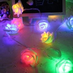 Cordão Flor Pisca 12 Rosas Led Pilha Luminária Decoração Festa - lice