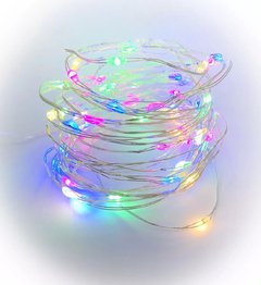 Fio Fada Prata Cobre Cordão Luz Cores Natal 5 m 50 Leds Pilha usb - lice