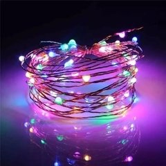 Fio Fada Prata Cobre Cordão Luz Cores Natal 5 m 50 Leds Pilha usb - comprar online