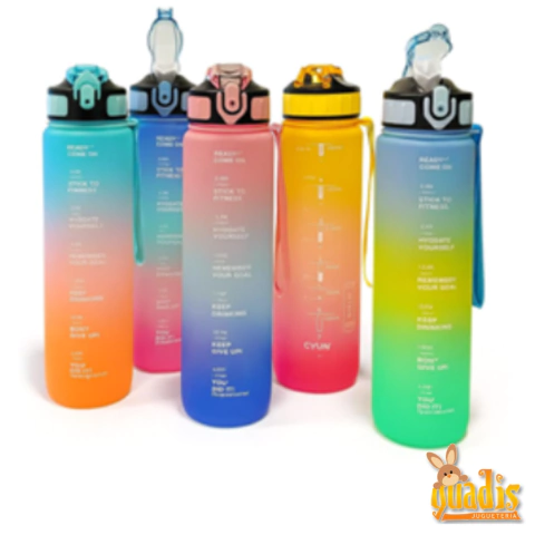 BOTELLA MOTIVACIONAL 1000ML DEPORTIVA TRICOLOR