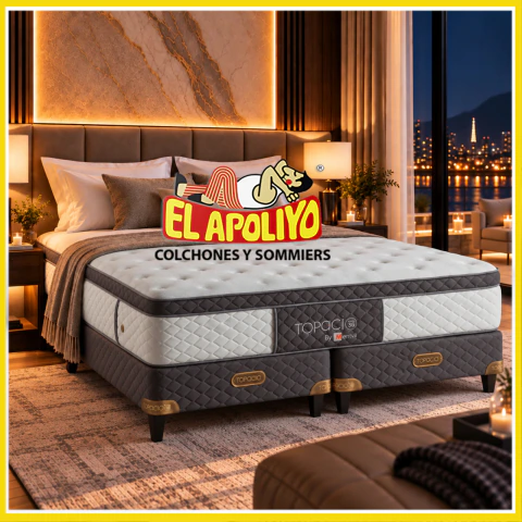 Sommier y Colchón Tahití Super King (200x200x64) RESORTES Pocket ALTA GAMA