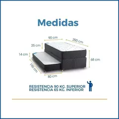 Diván Cama Dual TOPACIO 90x200 RESORTES en internet