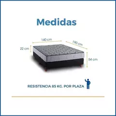 Sommier y Colchón Esmeralda 140x190x54 ESPUMA Dens. 27kg/m³ - tienda online