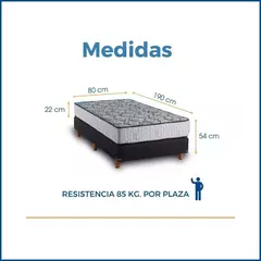Sommier y Colchón Esmeralda 80x190x54 ESPUMA Dens. 27kg/m³ - EL APOLIYO