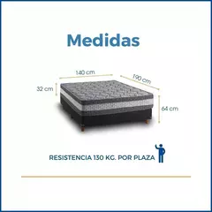 Sommier y Colchón Marfil PLUS 140x190x62 ESPUMA Dens. 32kg/m³ - tienda online