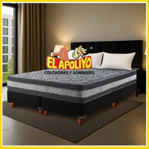 Sommier y Colchón PLUS Queen (160x200x62) ESPUMA Dens. 32kg/m³
