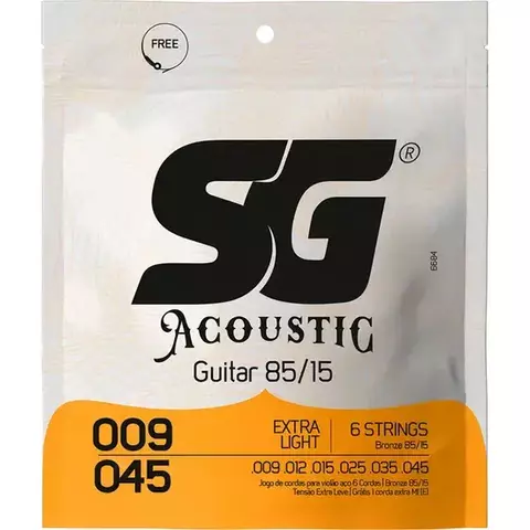 ENCORDOAMENTO PARA VIOLÃO SG EM AÇO .009 EXTRA LIGHT BRONZE 85/15 6684