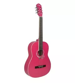 VIOLÃO ACUSTICO MEMPHIS NYLON ROSA COM DESENHO DE FLOR AC-39