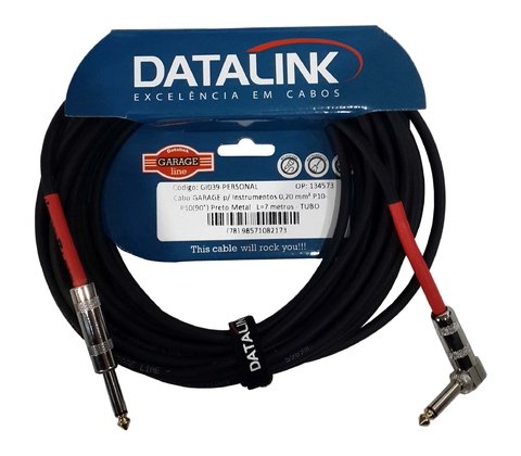 CABO INSTRUMENTO 7 METROS P10 - P10 90º 0,20MM BERIMBAU GARAGE DATALINK GI039