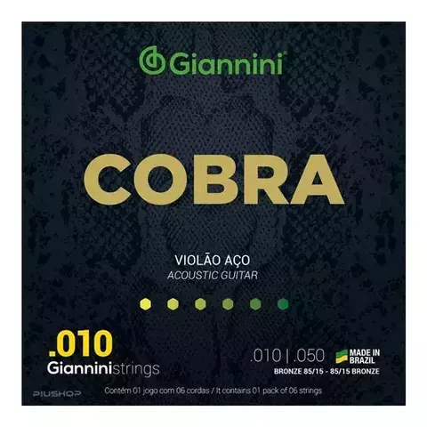 ENCORDOAMENTO VIOLÃO AÇO GIANNINI COBRA .010-.050 GEEFLE - comprar online