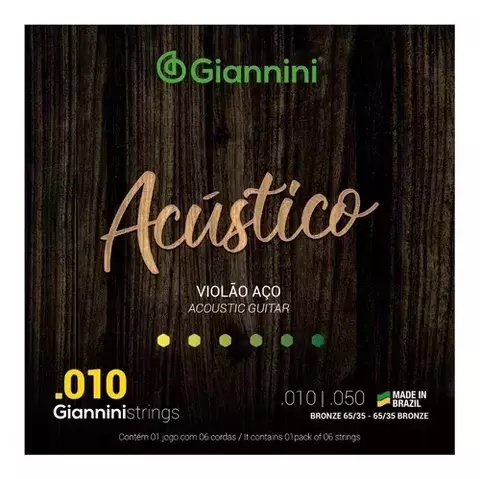 ENCORDOAMENTO VIOLÃO AÇO GIANNINI .010-.050 GESWAM - comprar online