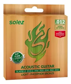 ENCORDOAMENTO VIOLÃO AÇO .012-.054 SOLEZ PHOSPHOR BRONZE SLAPB12